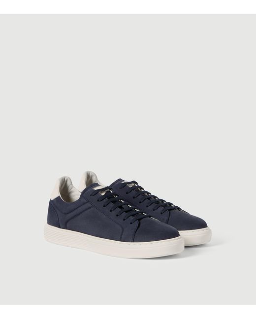 Brunello Cucinelli Blue Suede Lace-Up Sneakers for men