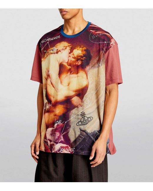 Vivienne Westwood Orange Organic Cotton Oversized Kiss T-shirt for men