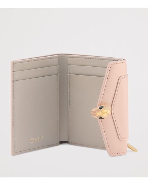 BVLGARI Pink Leather Serpenti Forever Compact Wallet
