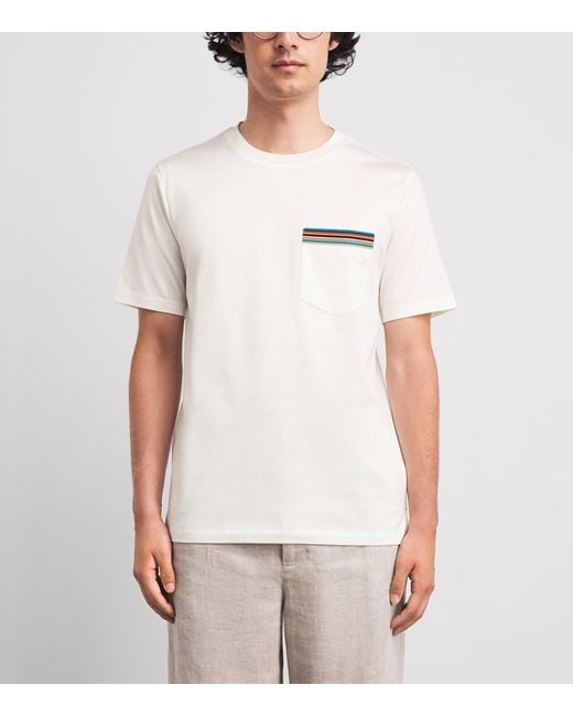 Paul Smith White Signature Stripe Pocket T-Shirt for men