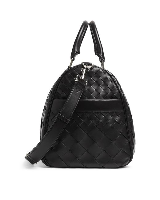 Bottega Veneta Black Medium Leather Intrecciato Duffle Bag for men