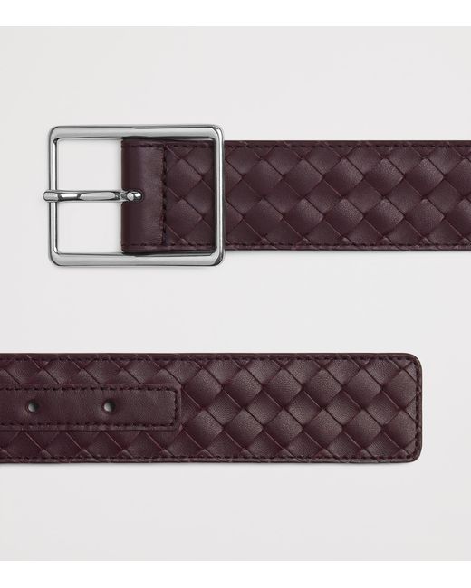 Bottega Veneta Red Calfskin Intrecciato Piccolo Belt for men