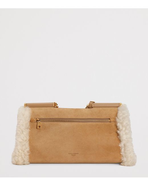 Dolce & Gabbana Metallic Calfskin Fur-Trim My Sicily Top-Handle Bag