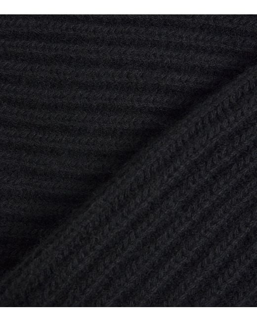 Johnstons Black Cashmere Ribbed Beanie for men