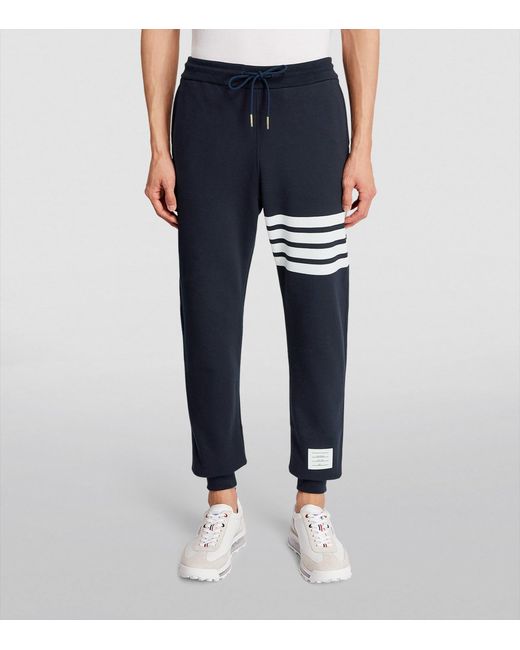 Thom Browne Blue Four-Stripe Sweatpants for men