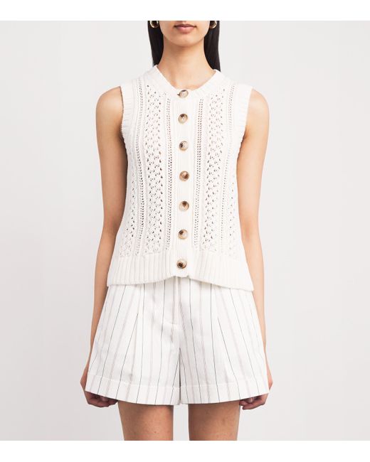 ME+EM White Cotton Open-Stitch Vest