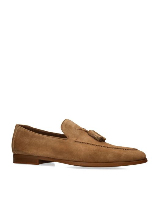 Magnanni Shoes Brown Suede Tassel Loafers for men