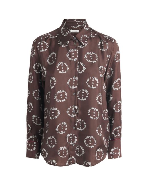 Sandro Brown Silk Floral Shirt