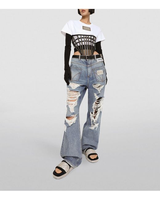 Dolce & Gabbana White Kim Cropped T-Shirt
