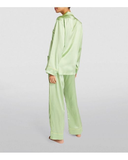 Olivia Von Halle Green Silk Yves Pyjama Set