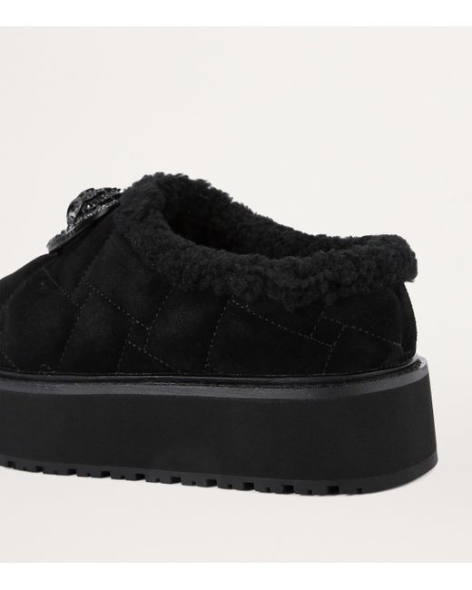 Kurt Geiger Black Suede Chelsea Flatform Slippers