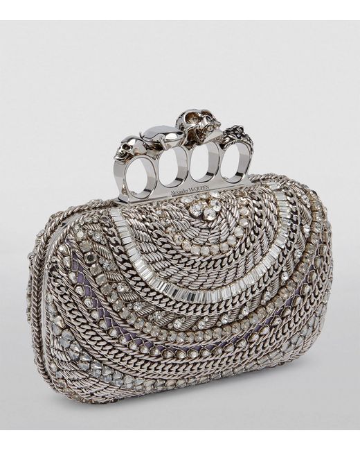 Alexander McQueen Metallic Embroidered Four-ring Clutch Bag