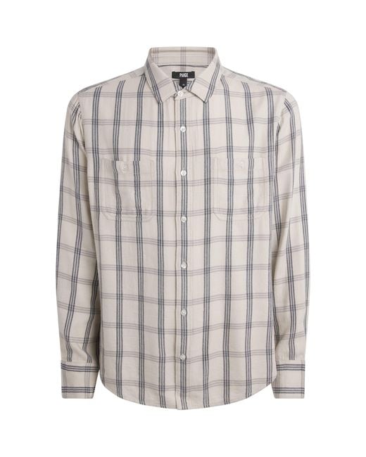 PAIGE White Cotton-Blend Check Everett Shirt for men
