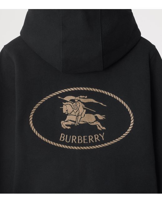 Burberry Black Cotton Knight Stamp Hoodie