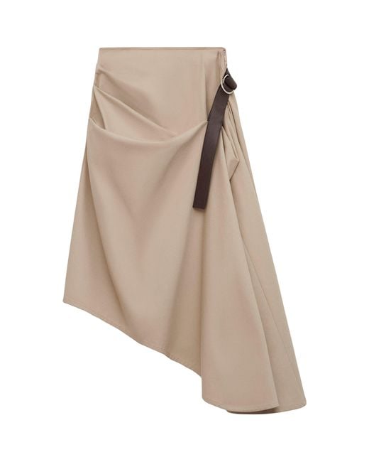Loewe Natural Cotton-Silk Asymmetric Midi Skirt