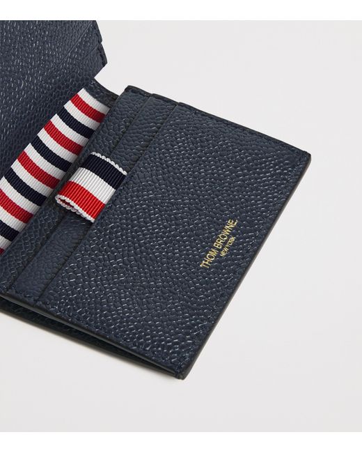 Thom Browne Blue Leather Double Card Holder for men