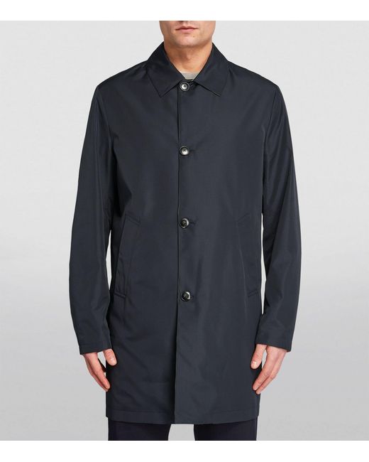 Canali Blue Reversible Mac Raincoat for men