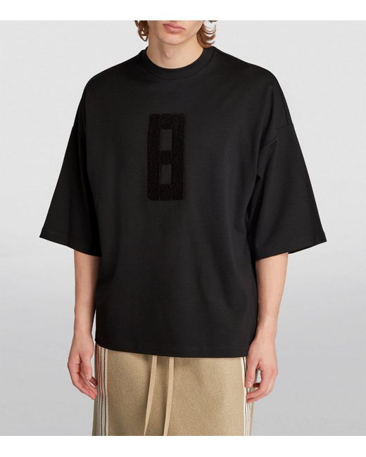 Fear Of God Black Embroidered Oversized Milano T-shirt for men