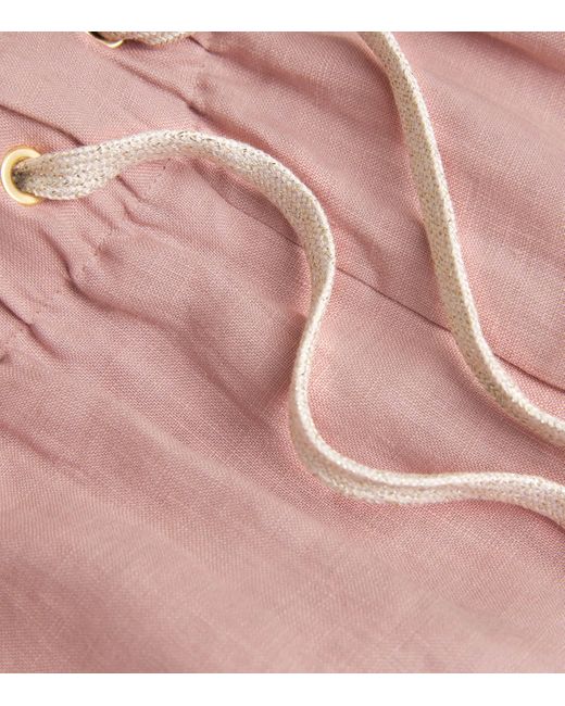 Eleventy Pink Linen Drawstring Shorts