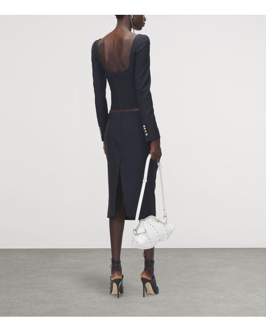 McQueen Blue Wool-Mohair Pinstripe Top