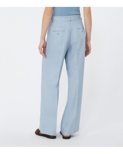 Weekend by Maxmara Blue Linen Wide-Leg Trousers