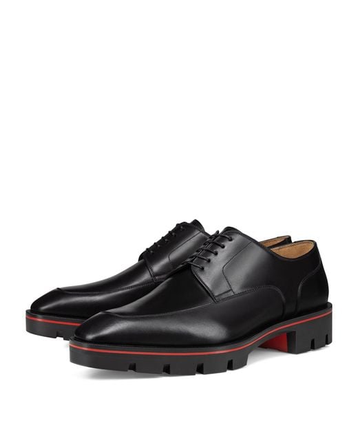 Christian Louboutin Black Davisol Leather Derby Shoes for men