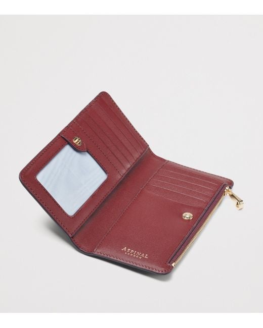 Aspinal Red Large Leather Croc-Embossed Mayfair Purse