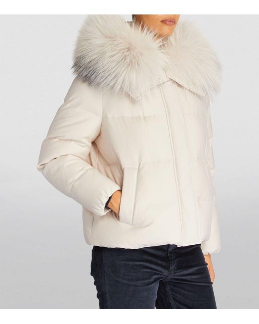 Yves Salomon White X Loro Piana Fur-trim Puffer Jacket
