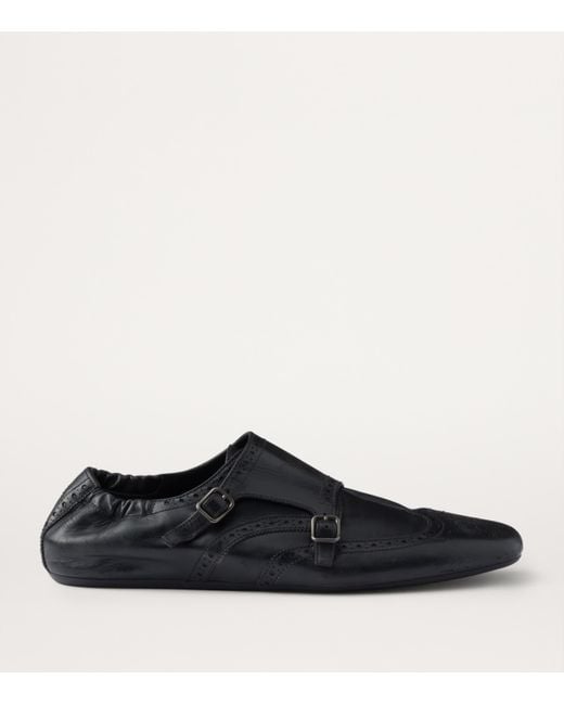 Prada Black Calf Leather Monk-Strap Shoes for men