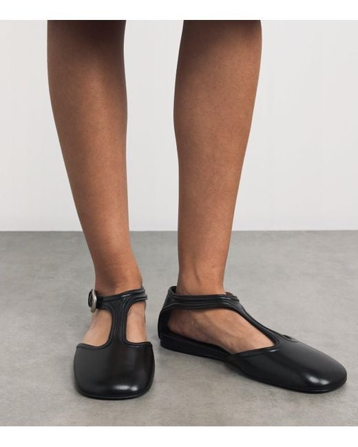 Jil Sander Black Leather Buckled Flats