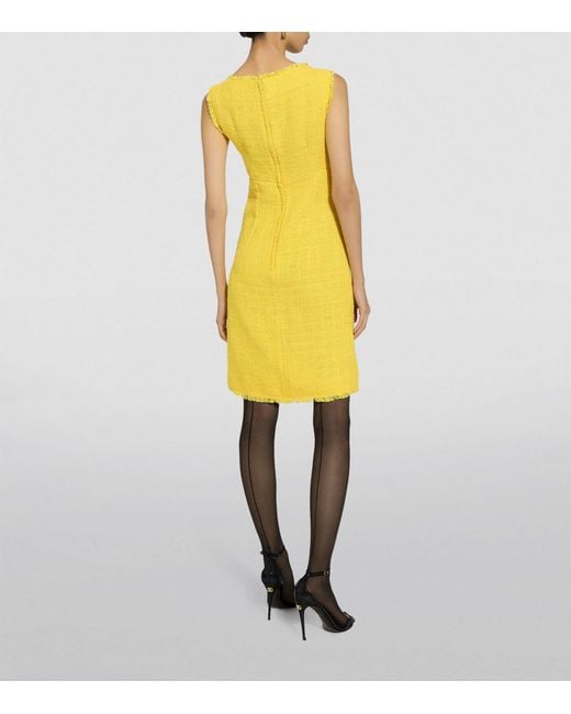 Dolce & Gabbana Yellow Tweed Midi Dress