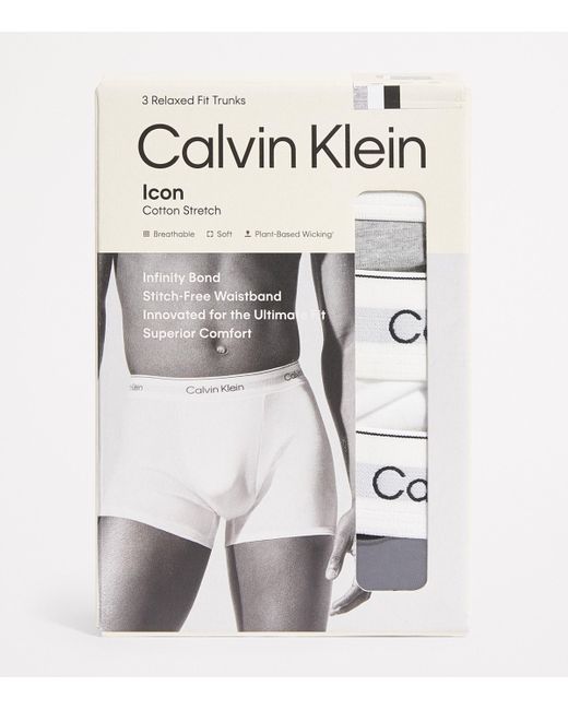 Calvin Klein White Cotton Stretch Icon Trunks for men