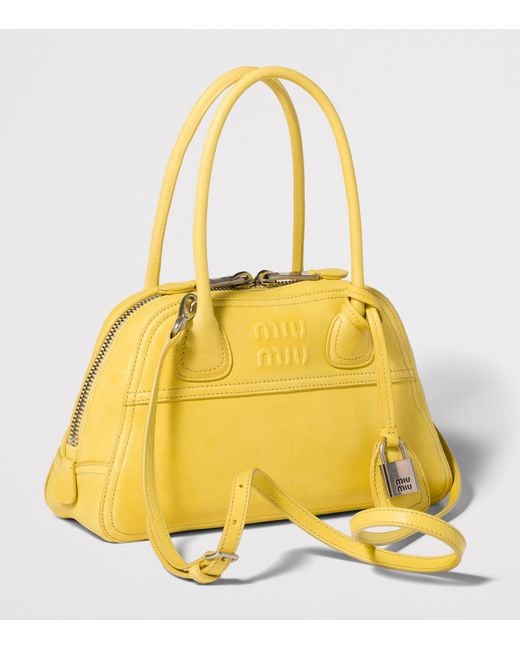 Miu Miu Yellow Nappa Leather Vivant Top-Handle Bag