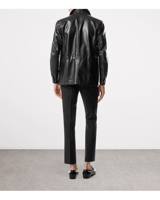 Tom Ford Black Leather Safari Shirt Jacket for men