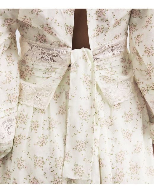 Sandro White Floral Tie-Back Blouse
