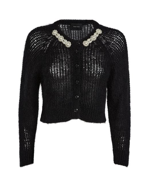 Simone Rocha Wool-blend Embellished Cropped Cardigan in Black | Lyst