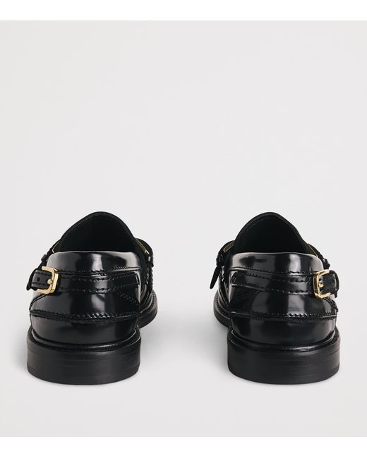 Sandro Black Leather Buckled Loafers