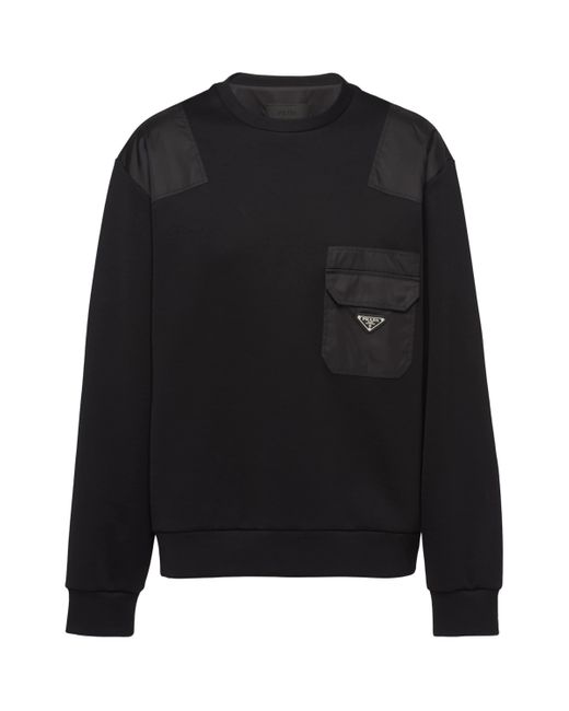Prada Cotton And Re Nylon Sweatshirt in Black for Men Lyst UK