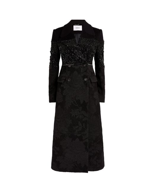 Erdem Black Embellished Longline Coat