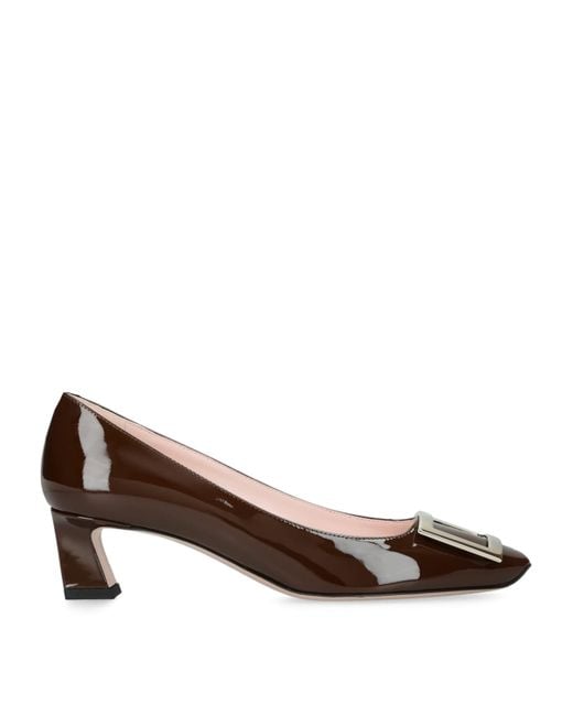 Roger Vivier Brown Patent Leather Belle Vivier Trompette Pumps 45