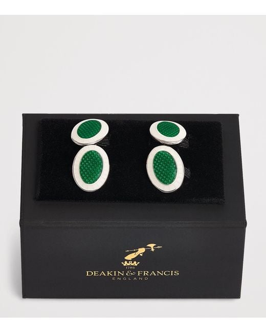 Deakin & Francis Green Sterling Oval Chain Cufflinks for men
