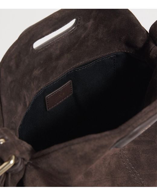 Maje Brown Mini Suede Miss M Shoulder Bag