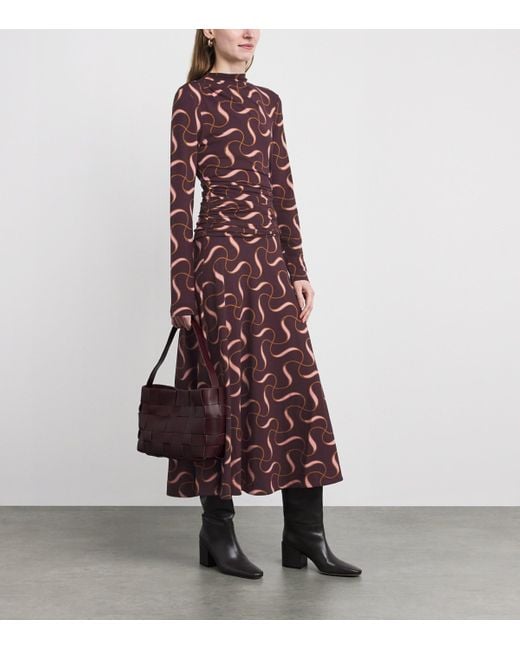 ME+EM Red Jersey Ribbon Print Midi Dress