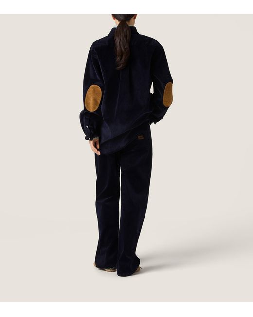 Miu Miu Blue Corduroy Wide-Leg Trousers