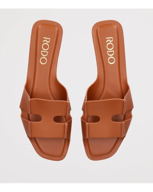 Rodo Brown Leather Sellier Flat Sandals