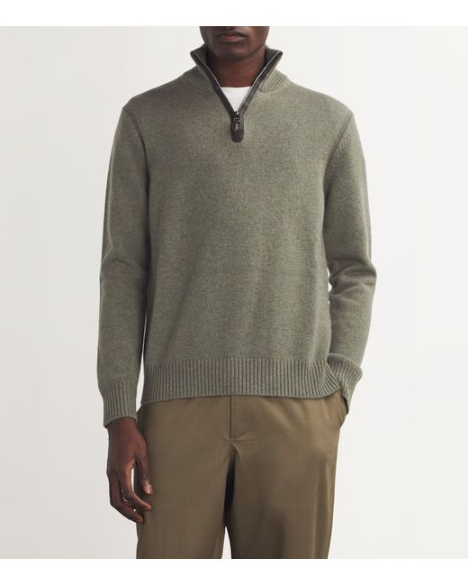 James Purdey & Sons Green Cashmere Quarter-zip Sweater for men