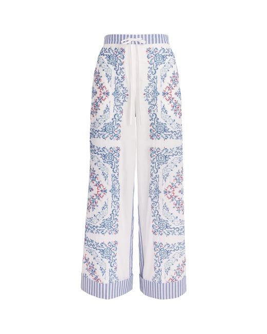 Claudie Pierlot Blue Cotton Embroidered Trousers