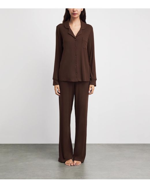 Skims Brown Soft Lounge Ribbed Pyjama Set