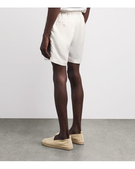 Ralph Lauren White Silk-Linen Drawstring Shorts for men