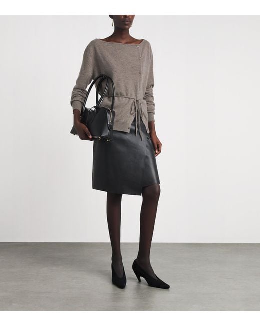 St. Agni Brown Cashmere Belted Asymmetrical Cardigan